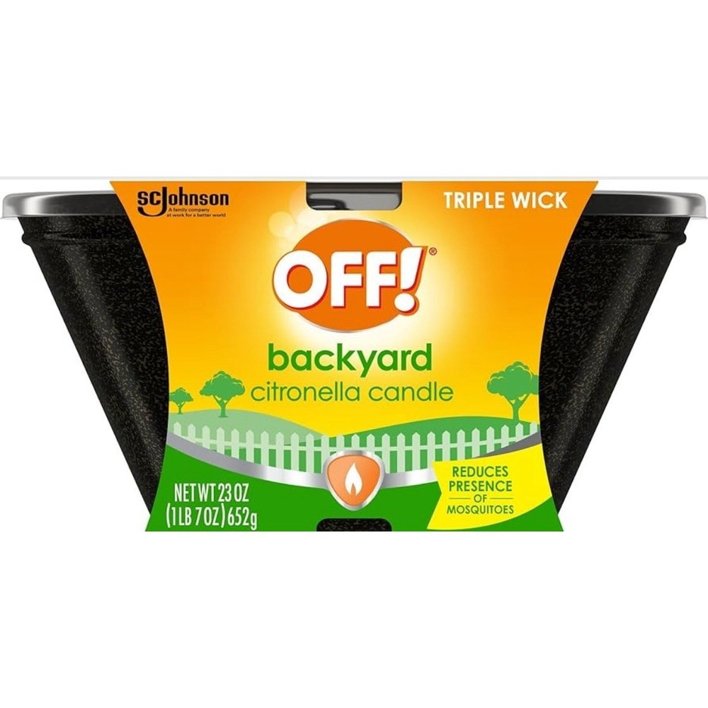 OFF! Backyard Triple Wick Citronella Scented Candle Tin Bucket 23oz New